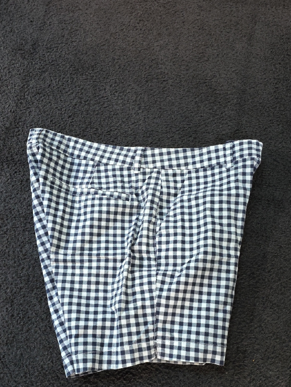 Navy & White Gingham Checkered Chino 4 Pkt Shorts Sz 12 Everyday Mid Rise New